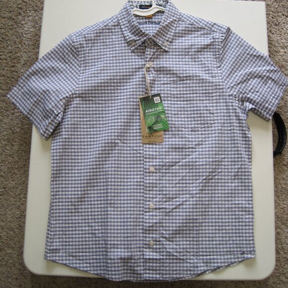 NWT Tailor Vintage Blue and White Checkered Casual Button Down Shirt sz M - Picture 11 of 11